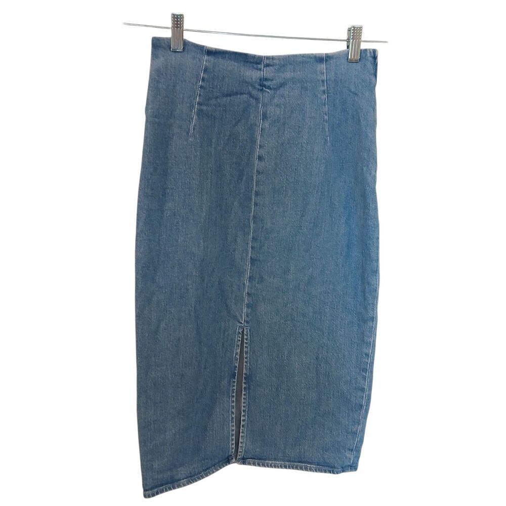 J.Crew Denim Midi‎ Skirt Front Slit Lightweight No Pockets Sz 25 Straight Pencil